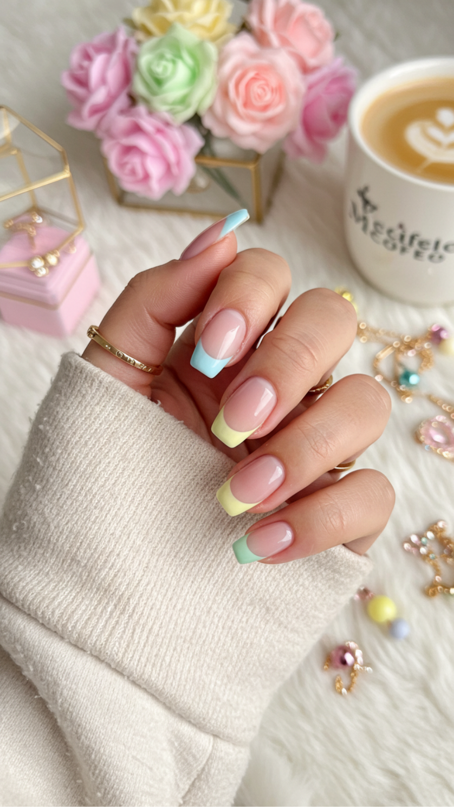 Pastel Rainbow French Tips: A Whimsical Take on Tradition