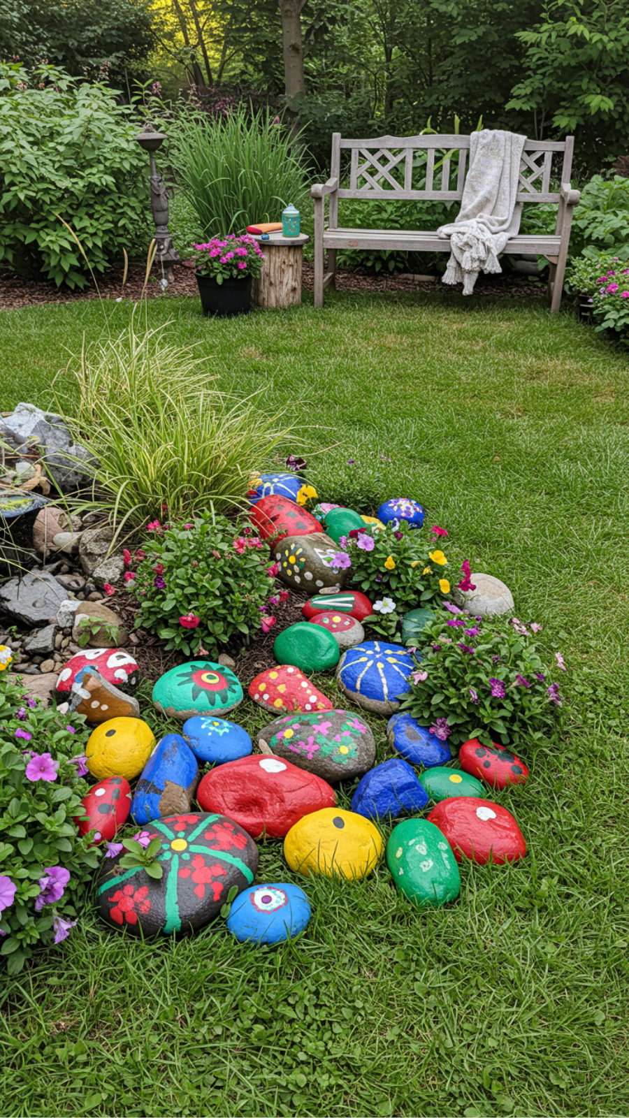 Create a Cozy DIY Painted Rock Garden: Outdoor Decor Ideas