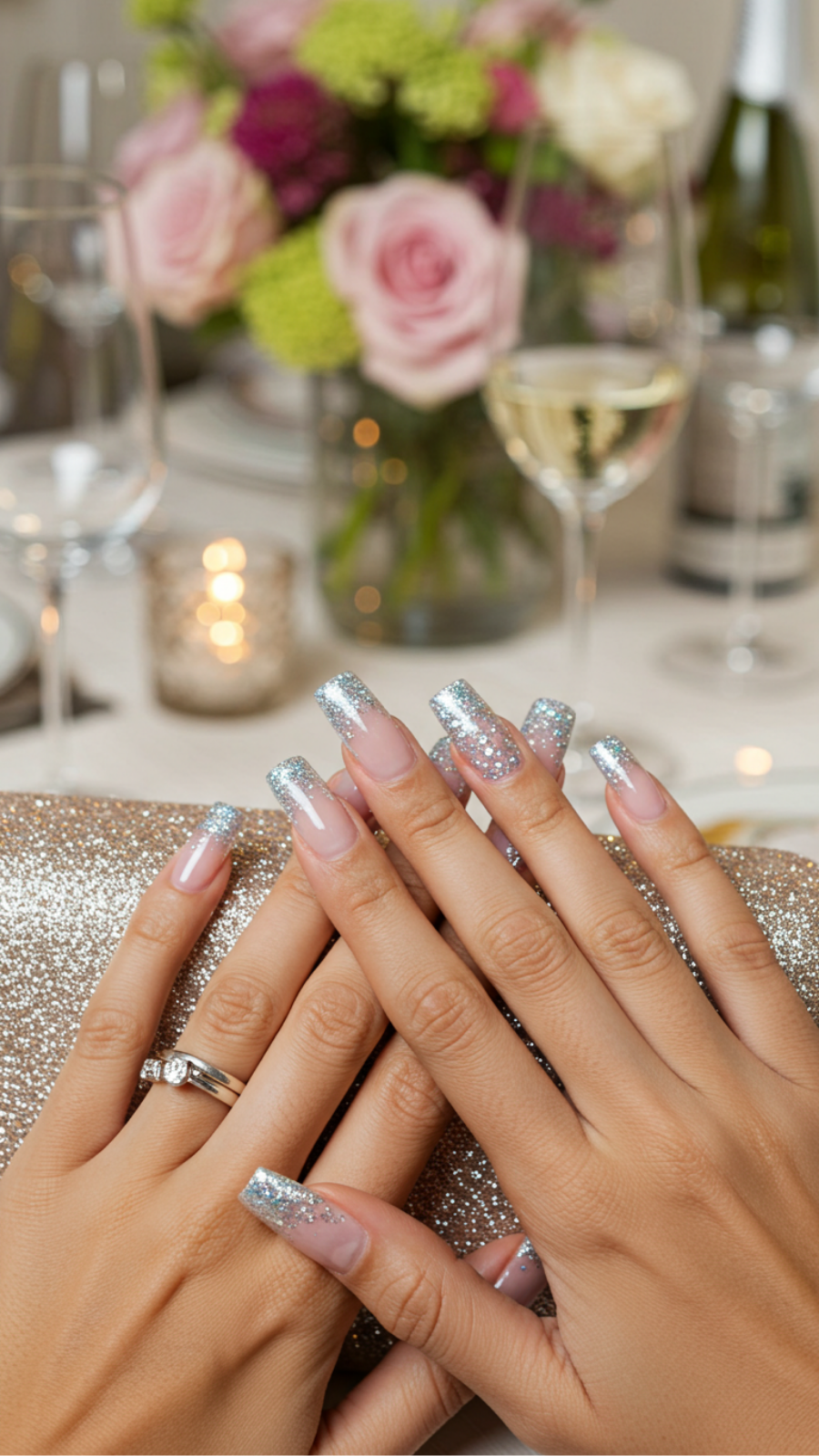 Gradient Glitter French Tips: Dazzling Sparkle for Special Occasions