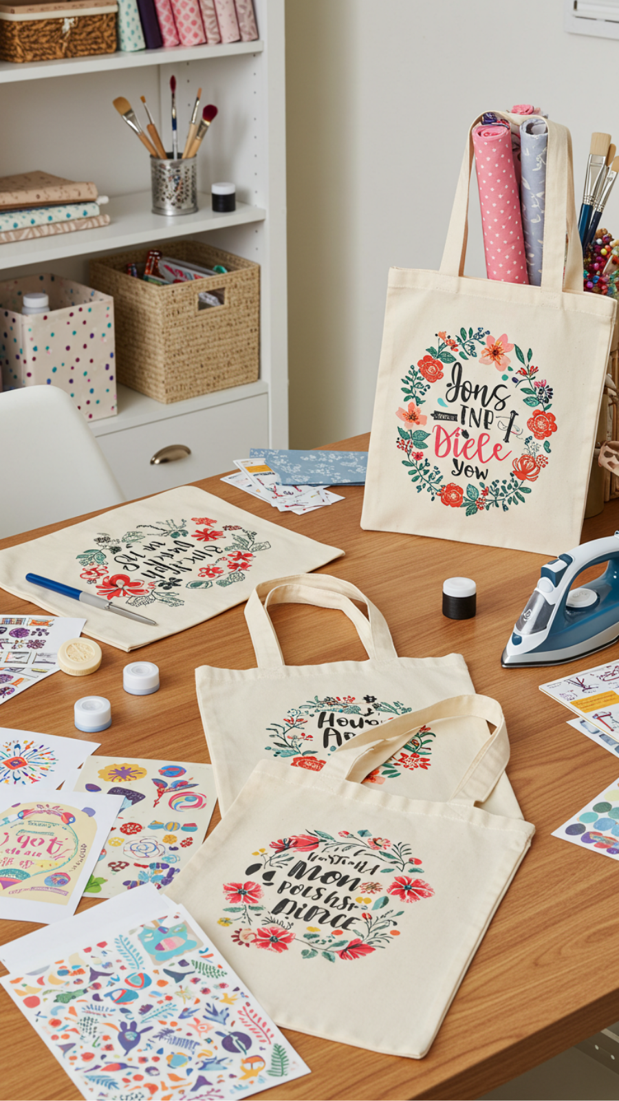 Customizable Tote Bags with Iron-On Transfers for Creative Expression