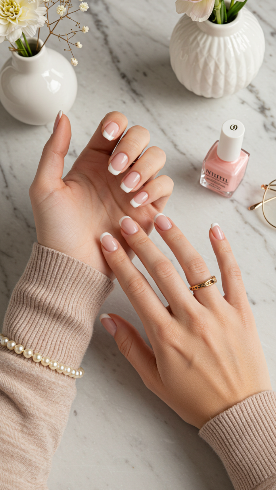 Chic Half-Moon French Tips: A Retro Twist on Classic Elegance