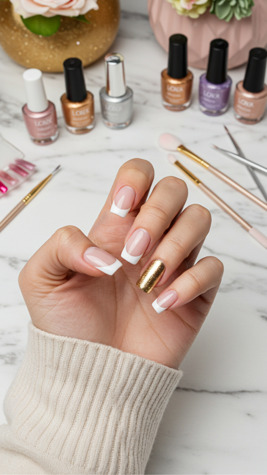 Metallic French Tips: Adding Glam with Shimmering Finishes