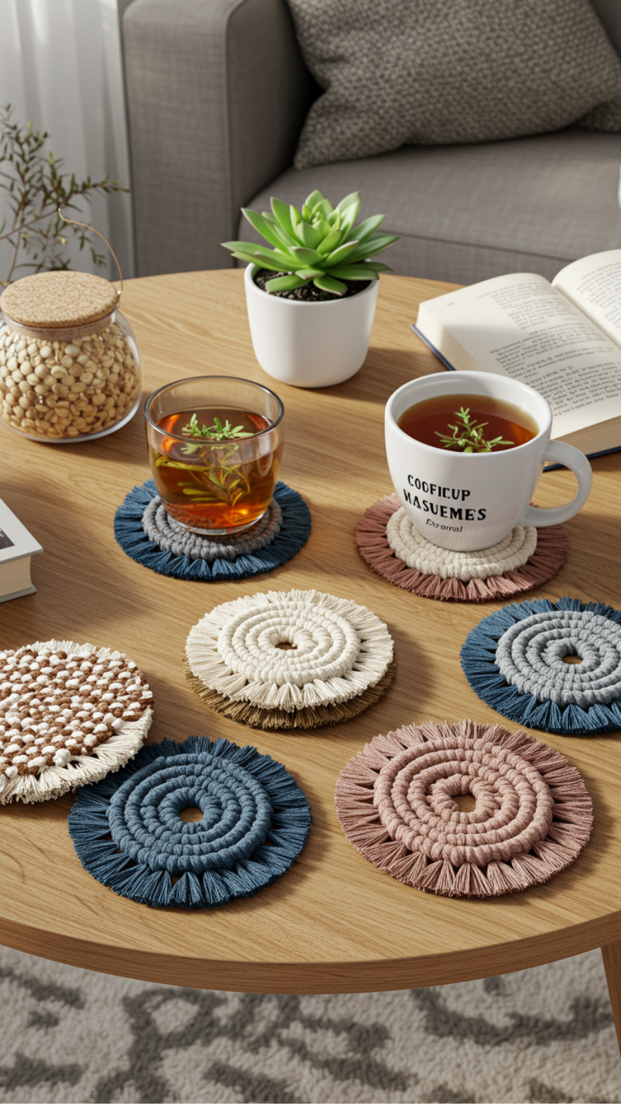 Customizable Macramé Coasters to Protect Surfaces with Style