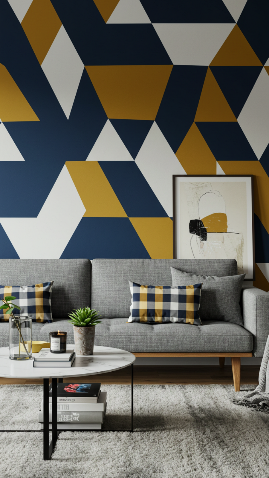 Transform Your Living Room with Bold Geometric Accent Walls