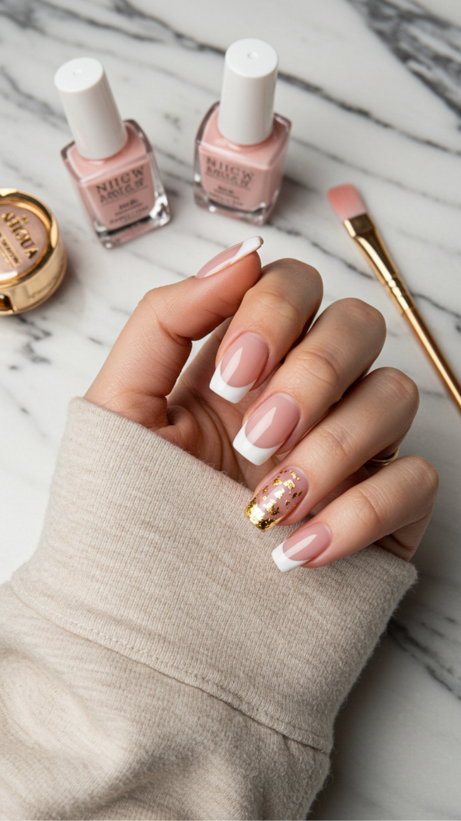 French Manicure with Foil Accents: Luxe Nail Innovations