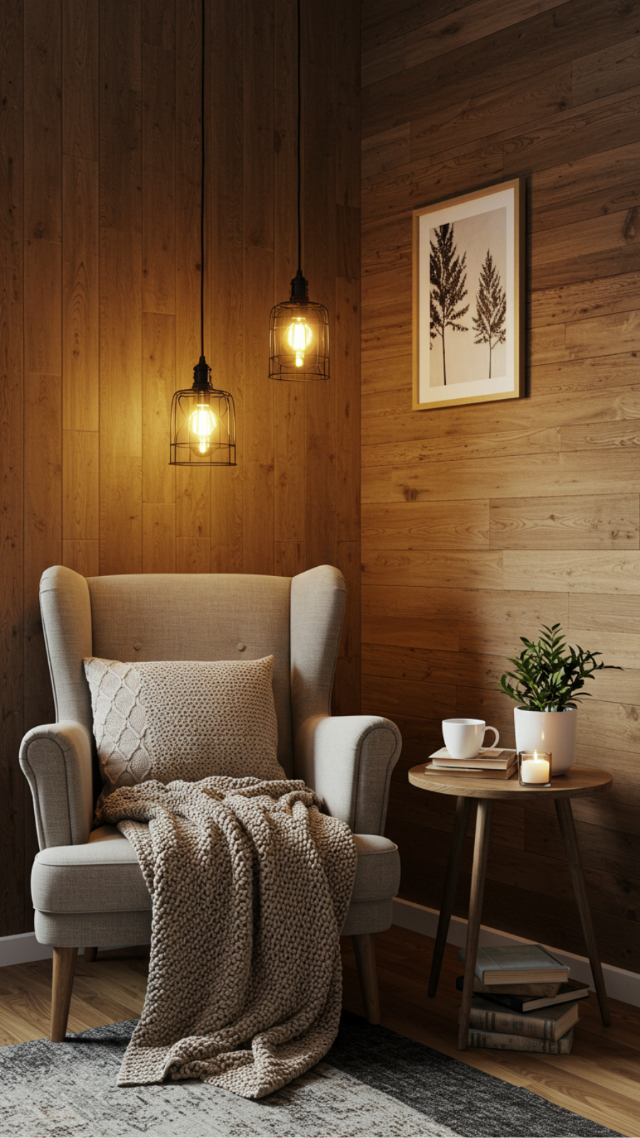 Create a Cozy Reading Nook Using Textured Wood Accent Walls