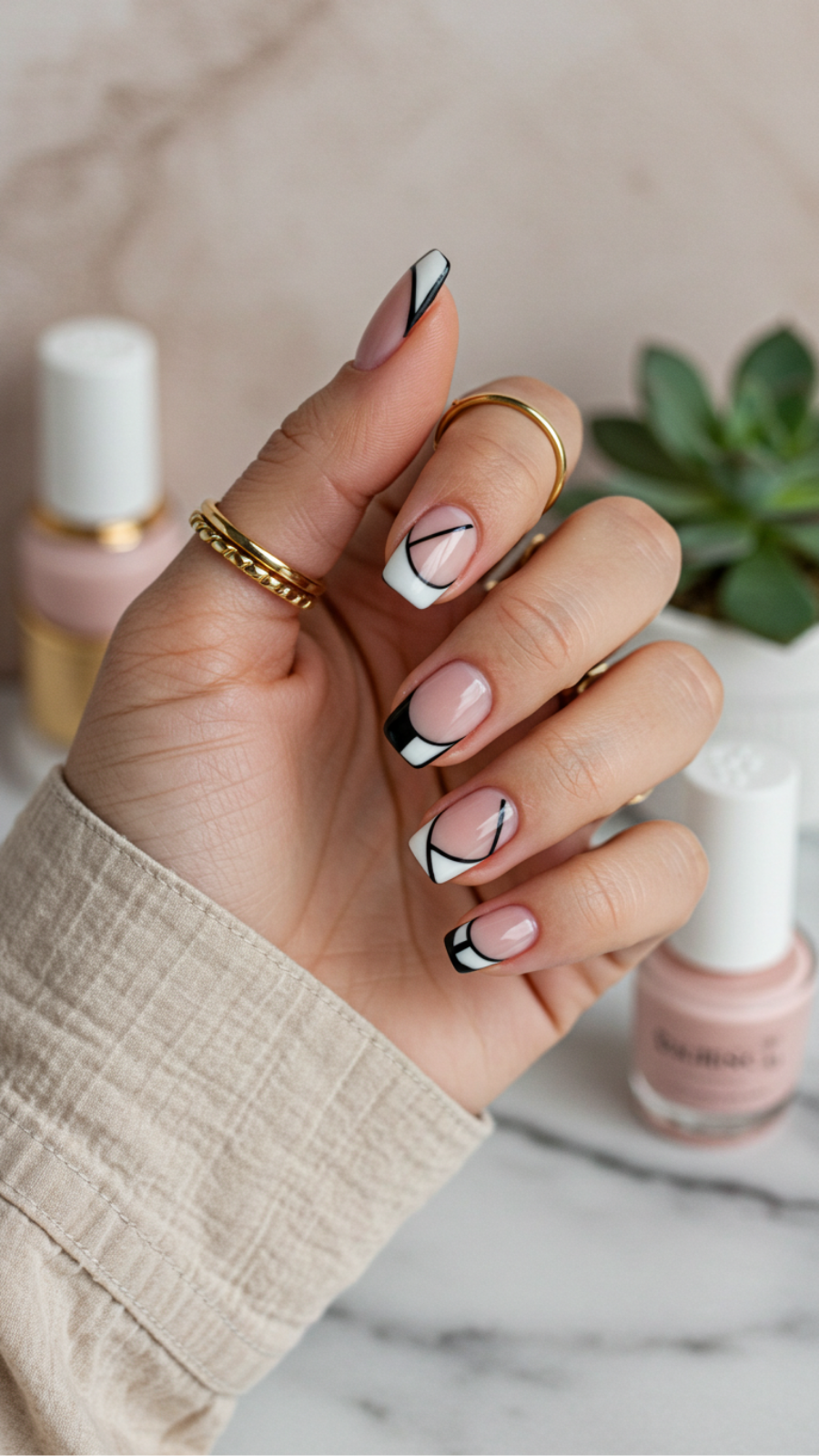 Geometric French Tips: Modern Designs for Chic Nail Art