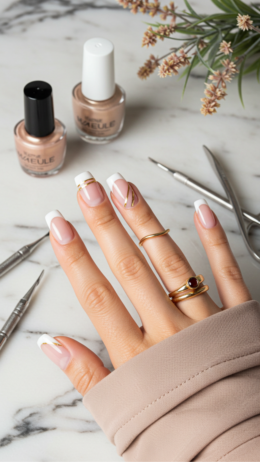 Metallic Accents: Adding Shine to Your French Manicure