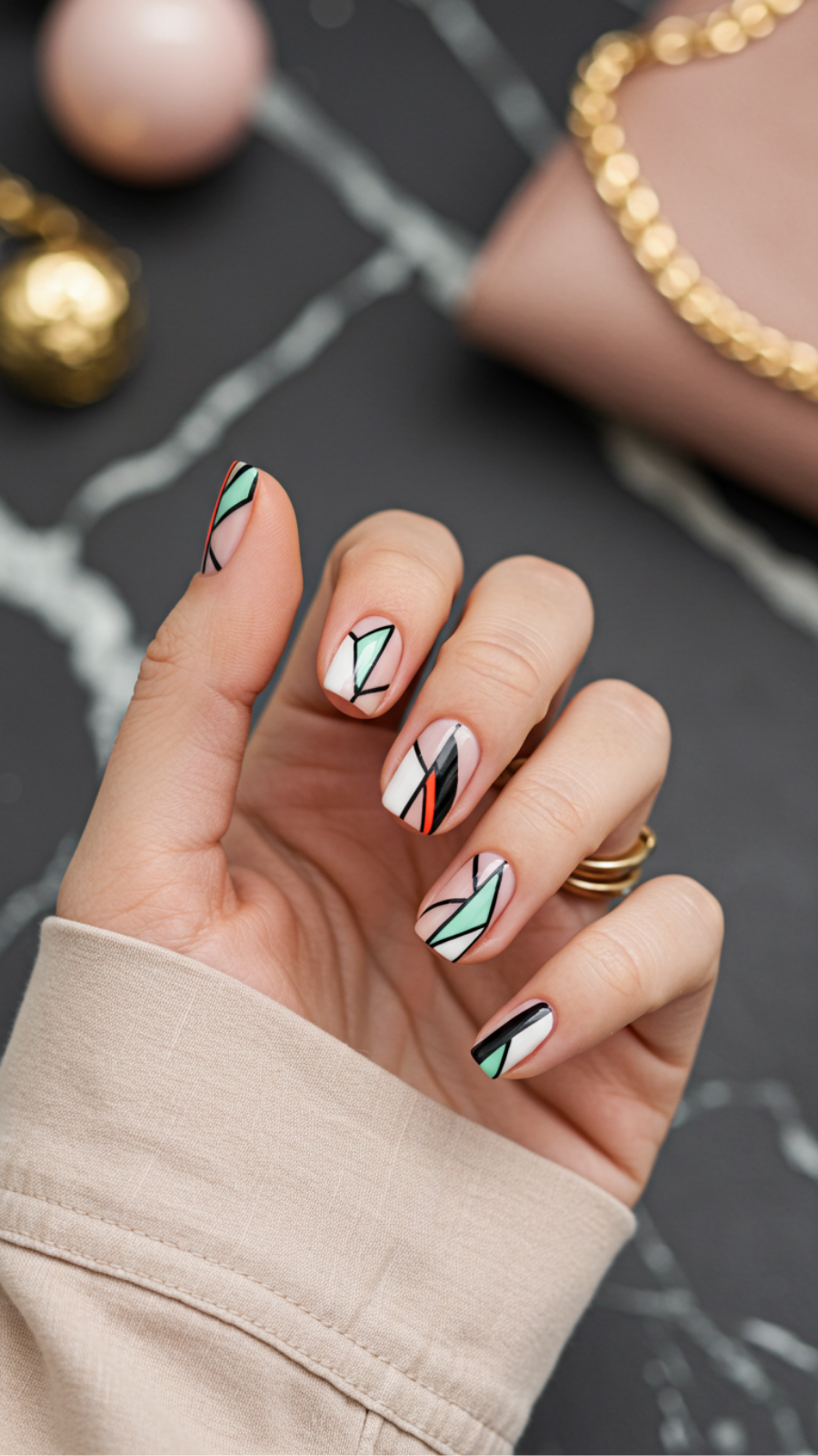 Abstract Geometric Designs: Modern Nail Art Inspired by Fashion Runways