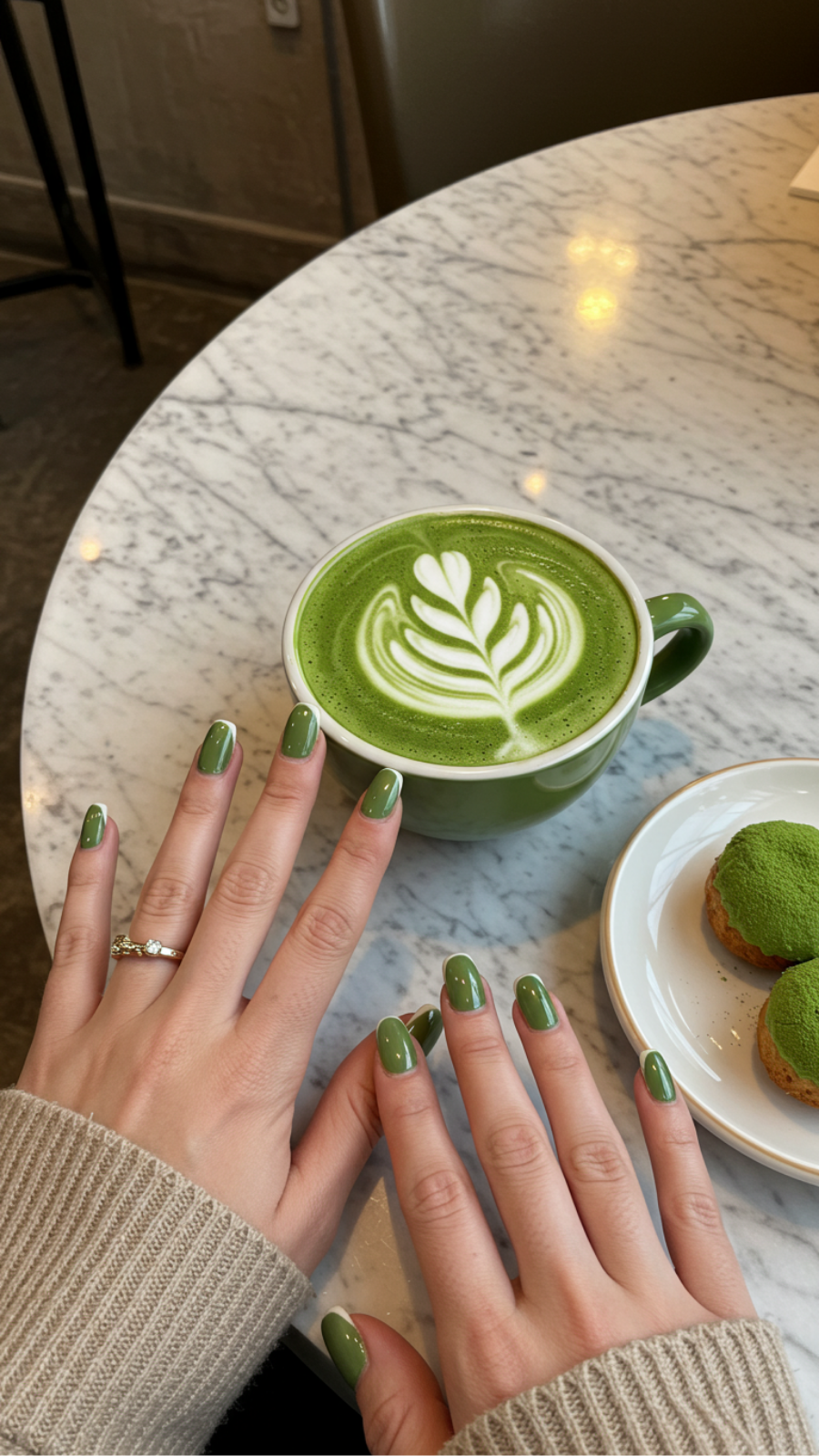 Matcha Latte French Tip Nails: A Twist on Classic Elegance