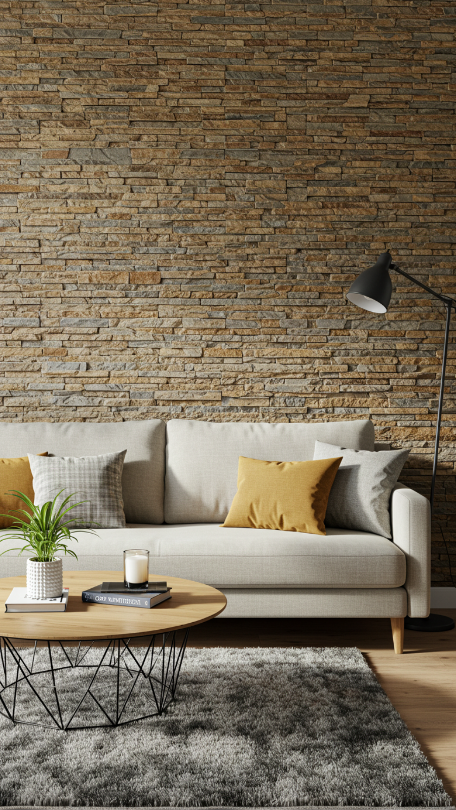 Install a Faux Stone or Brick Accent Wall for Texture