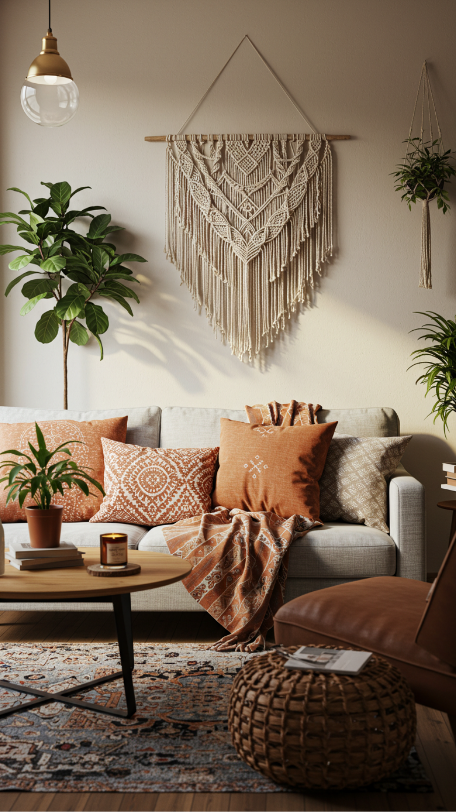 Boho-Chic Macramé Wall Hanging: Elevate Your Living Room Aesthetics