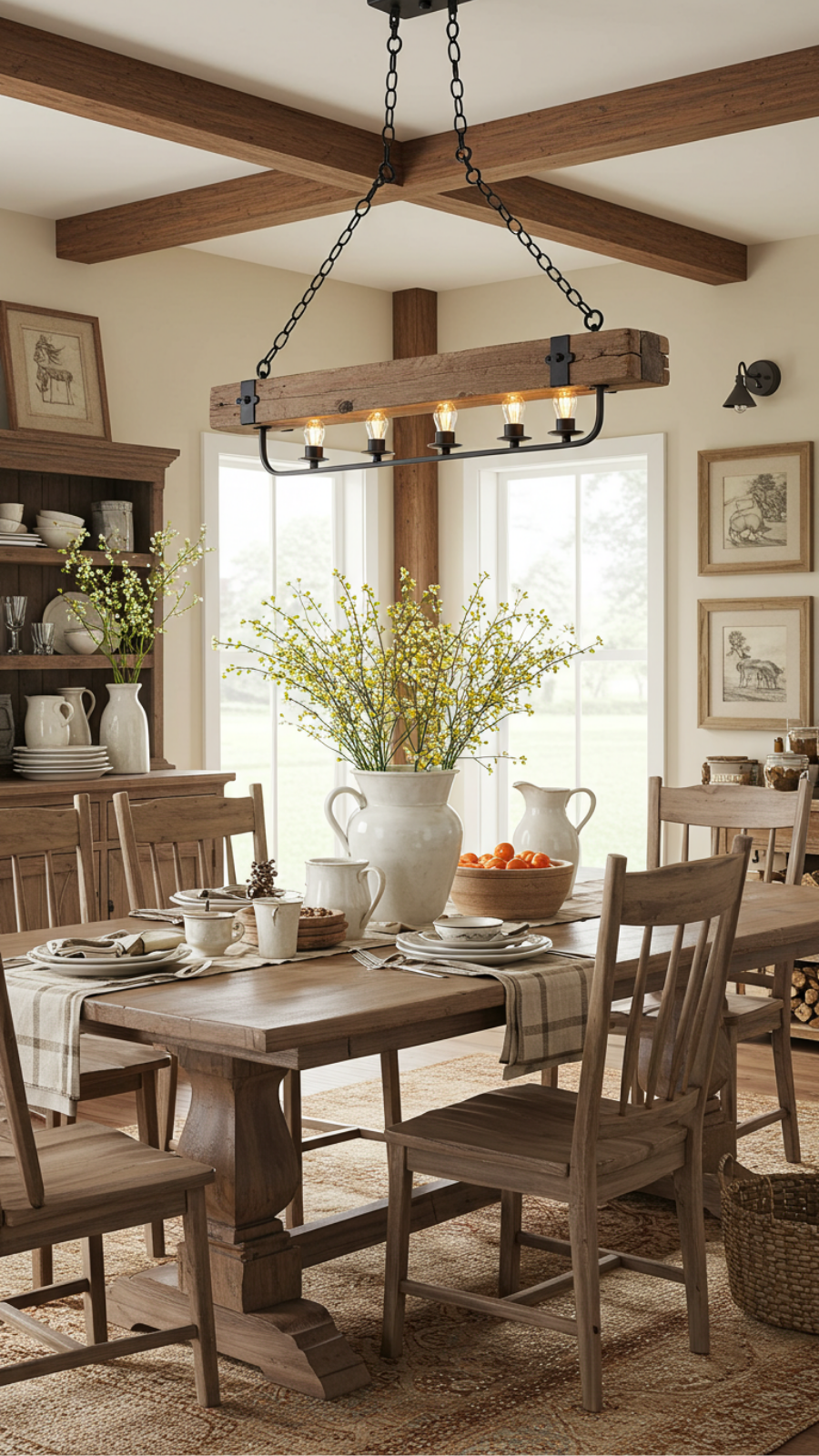 Rustic Wooden Beam Chandeliers to Enhance Farmhouse Decor