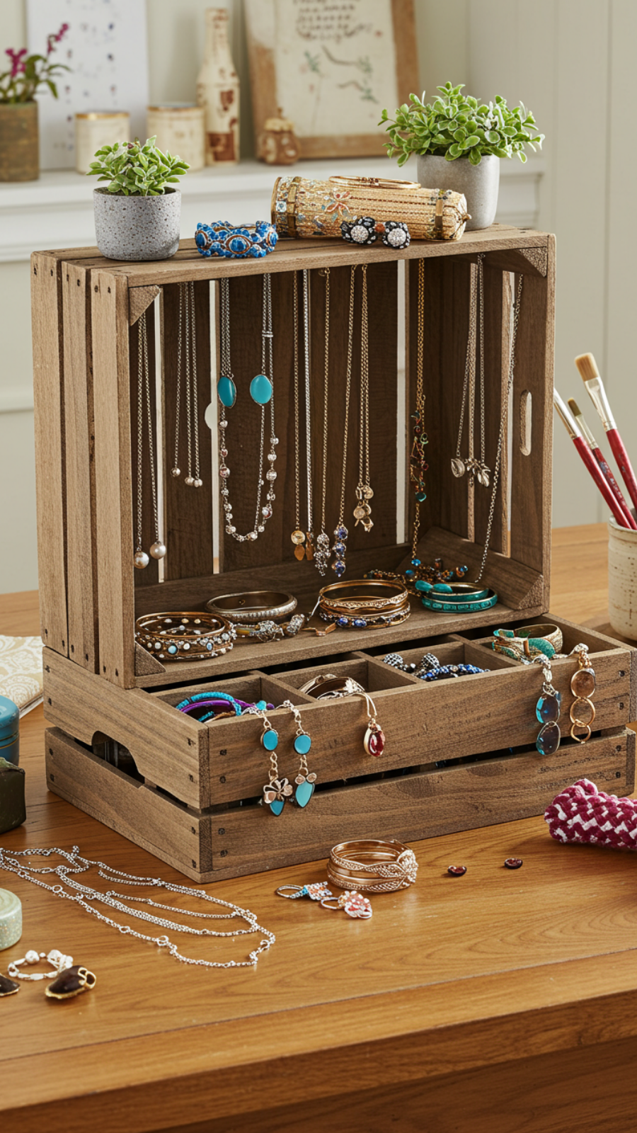 Craft Unique Jewelry Organizers from Repurposed Wooden Crates