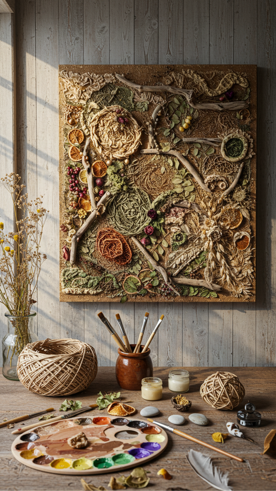 Textured Wall Art with Natural Materials: Embracing Earthy Aesthetics